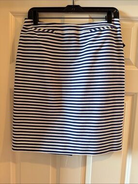 Halogen Navy and White Striped Pencil Skirt